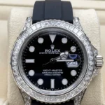 Rolex Yacht-Master Replica 226679TBR White Gold Black Dial Diamond Bezel - Image 3