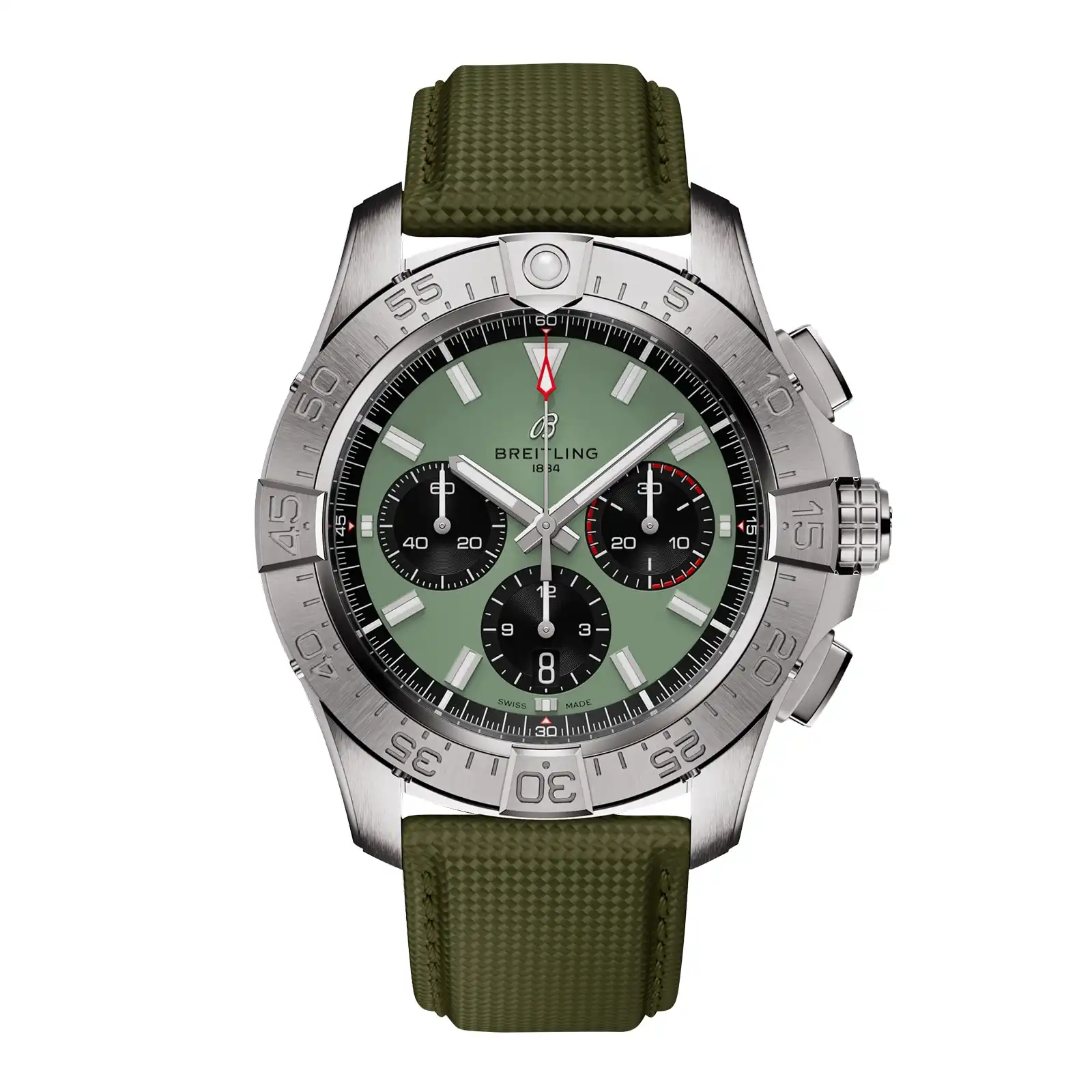 a5kjv0w1pat.webp Replica Breitling Avenger Chronograph B01 44mm Mens Green Leather AB0147101L1X1 - Image 1