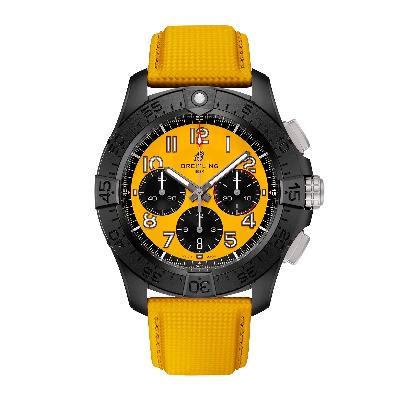 vkllbxxcky0.webp Replica Breitling Avenger B01 Chronograph 44mm Night Mission Mens Yellow Leather SB0147101I1X1 - Image 1