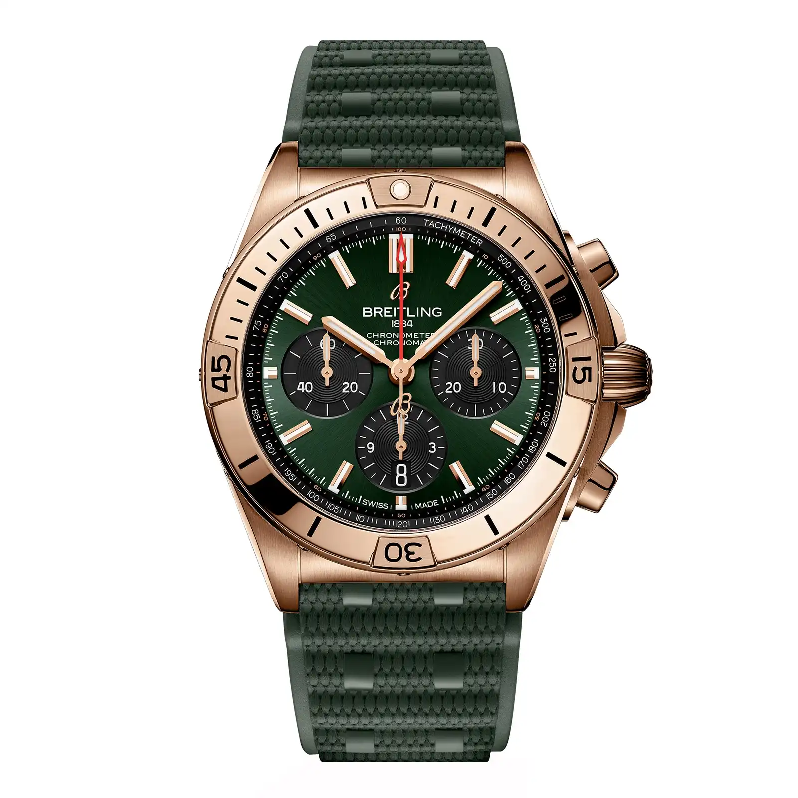 al0xpigjoea.webp Replica Breitling Chronomat B01 Chronograph 42mm Mens Green Rubber RB0134101L1S1 - Image 1