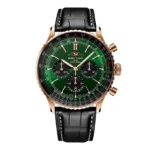 Replica Breitling Navitimer Chronograph 18ct Rose Gold 46mm Mens Green Alligator RB0137241L1P1