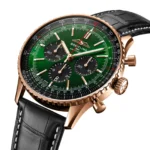 Replica Breitling Navitimer Chronograph 18ct Rose Gold 46mm Mens Green Alligator RB0137241L1P1 - Image 2