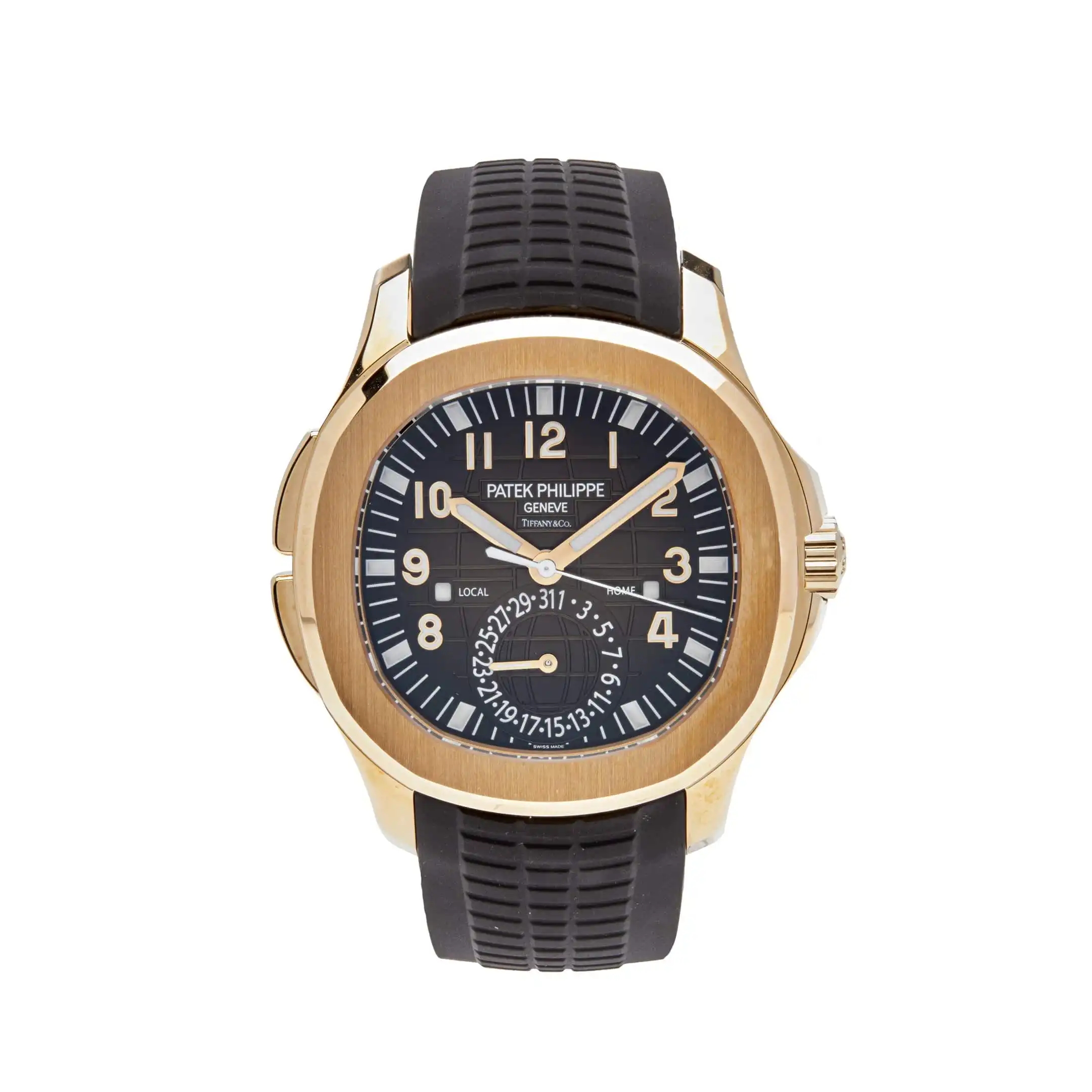 knufm1zx2zd.webp Replica Patek Philippe Aquanaut 5164R-001 'Travel Time Tiffany u0026 Co.' Rose Gold Brown Dial - Image 1