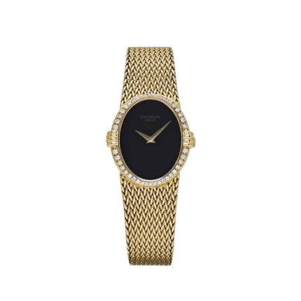 Replica Patek Philippe Ellipse Vintage Yellow Gold Black Onyx Dial Diamond Bezel