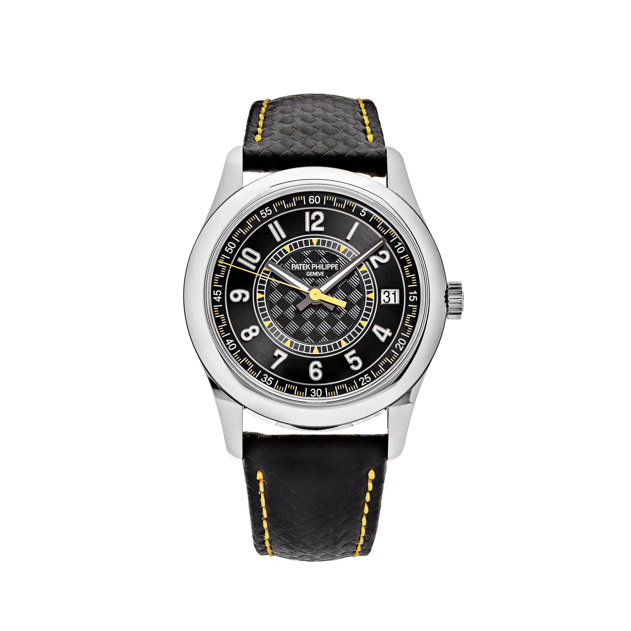 jxdtp12okib.webp Replica Patek Philippe Calatrava 6007G-001 White Gold Black Dial Yellow Accents - Image 1