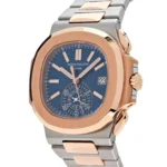 Replica Patek Philippe Nautilus 5980/1AR-001 Chronograph Stainless Steel Rose Gold Blue Dial - Image 3
