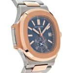 Replica Patek Philippe Nautilus 5980/1AR-001 Chronograph Stainless Steel Rose Gold Blue Dial - Image 4