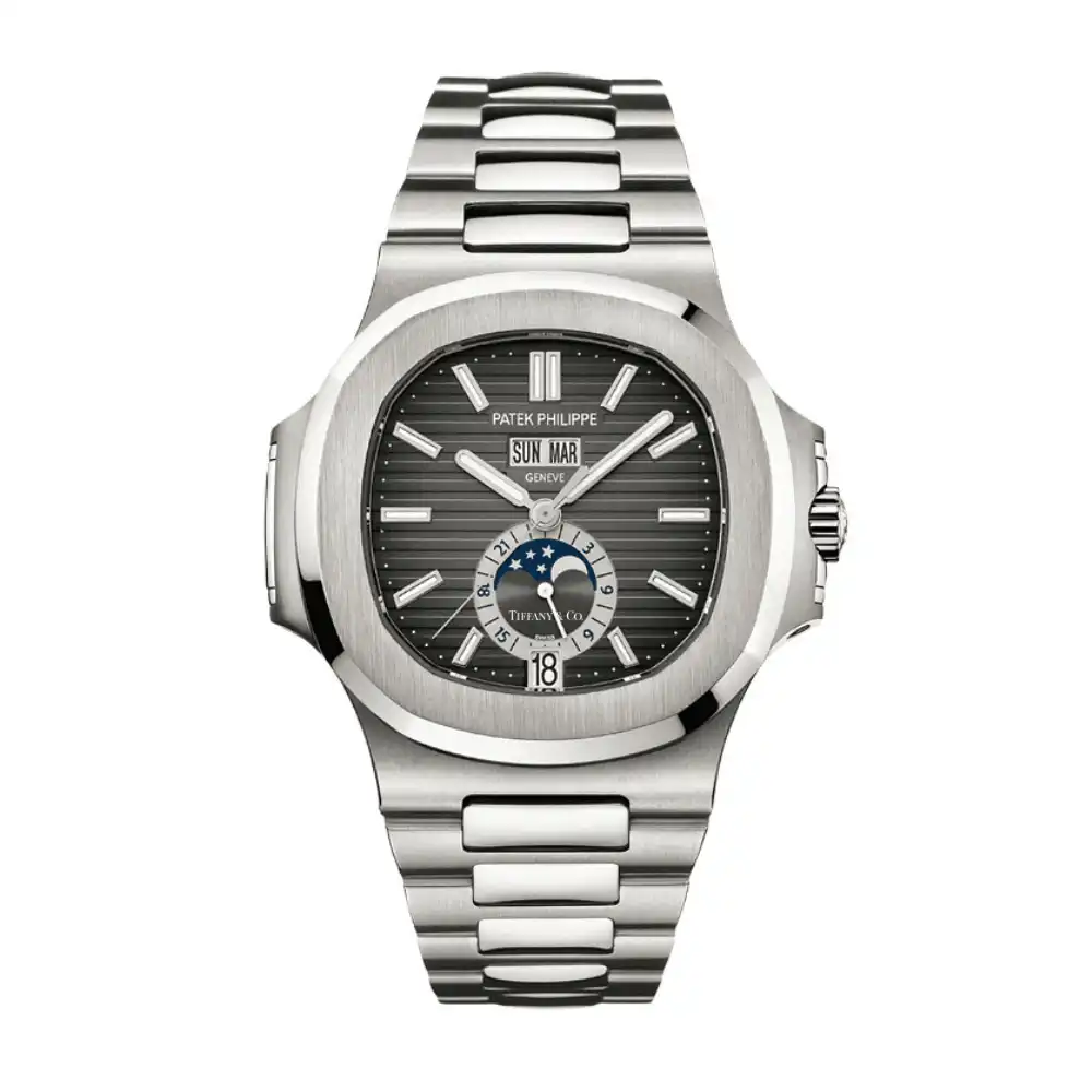 thm2mdzp2wd.webp Replica Patek Philippe Nautilus Annual Calendar Moon Phase Tiffany Grey Dial 5726/1A-001 - Image 1