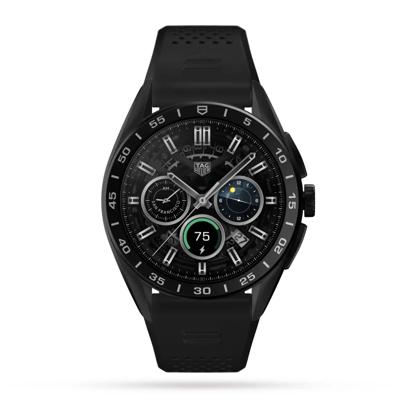 hms4h0mn2pr.webp TAG Heuer Connected Calibre E4 45mm - 2022 - Titanium Case - Black Rubber Strap Smart Replica SBR8A80.BT6261 - Image 1