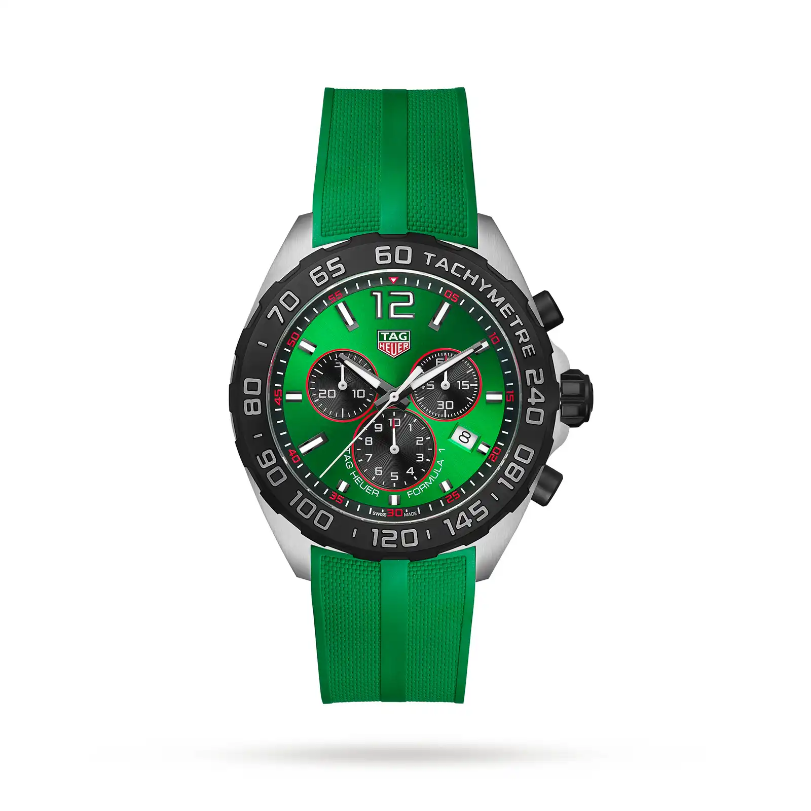 nu2hvjs3ks3.webp TAG Heuer Formula 1 Quartz Chronograph 200M 43mm Mens Replica Green Rubber CAZ101AP.FT8056 - Image 1