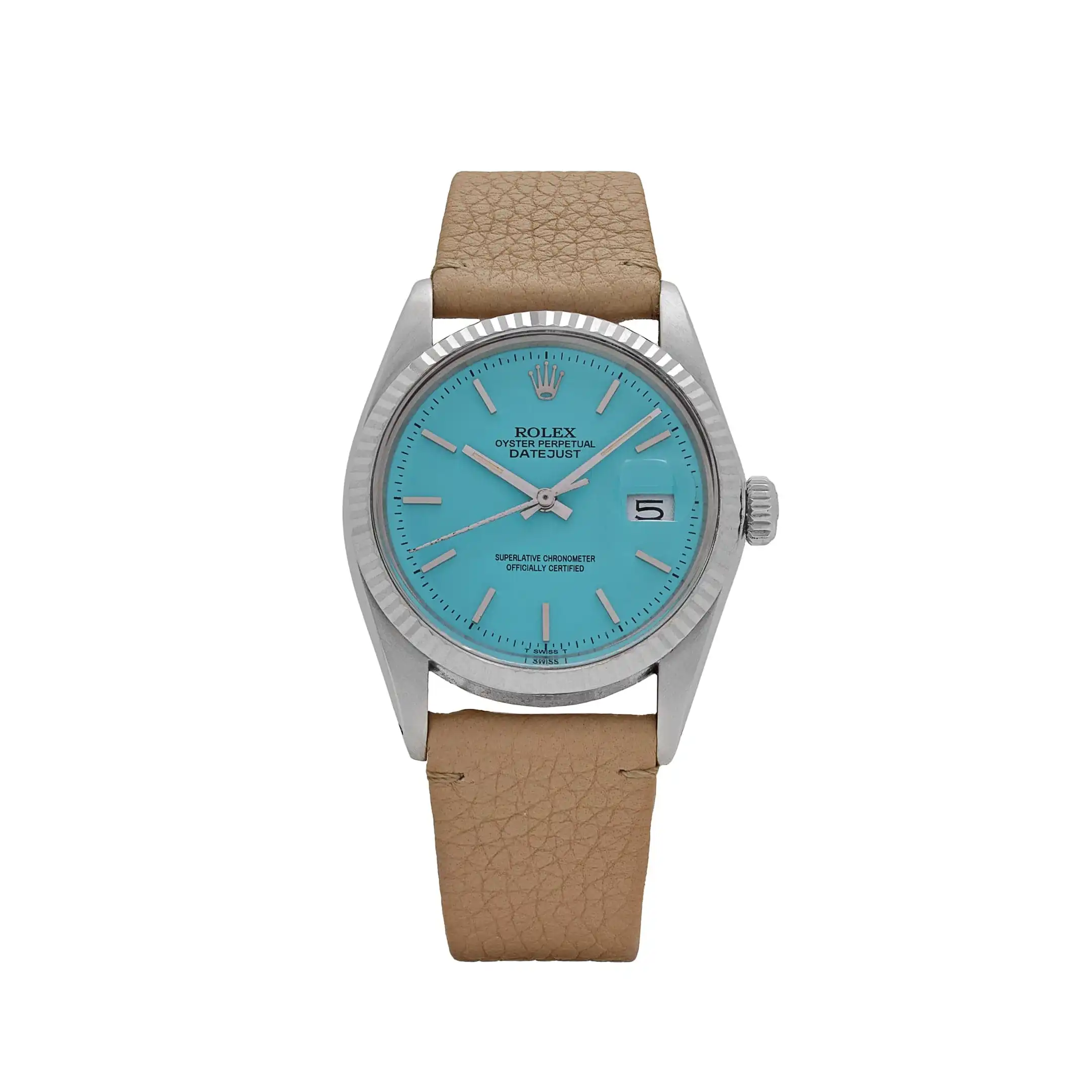 rxjv1o5ramj.webp Rolex Datejust Replica 16014 Stainless Steel Aftermarket Turquoise Dial - Image 1