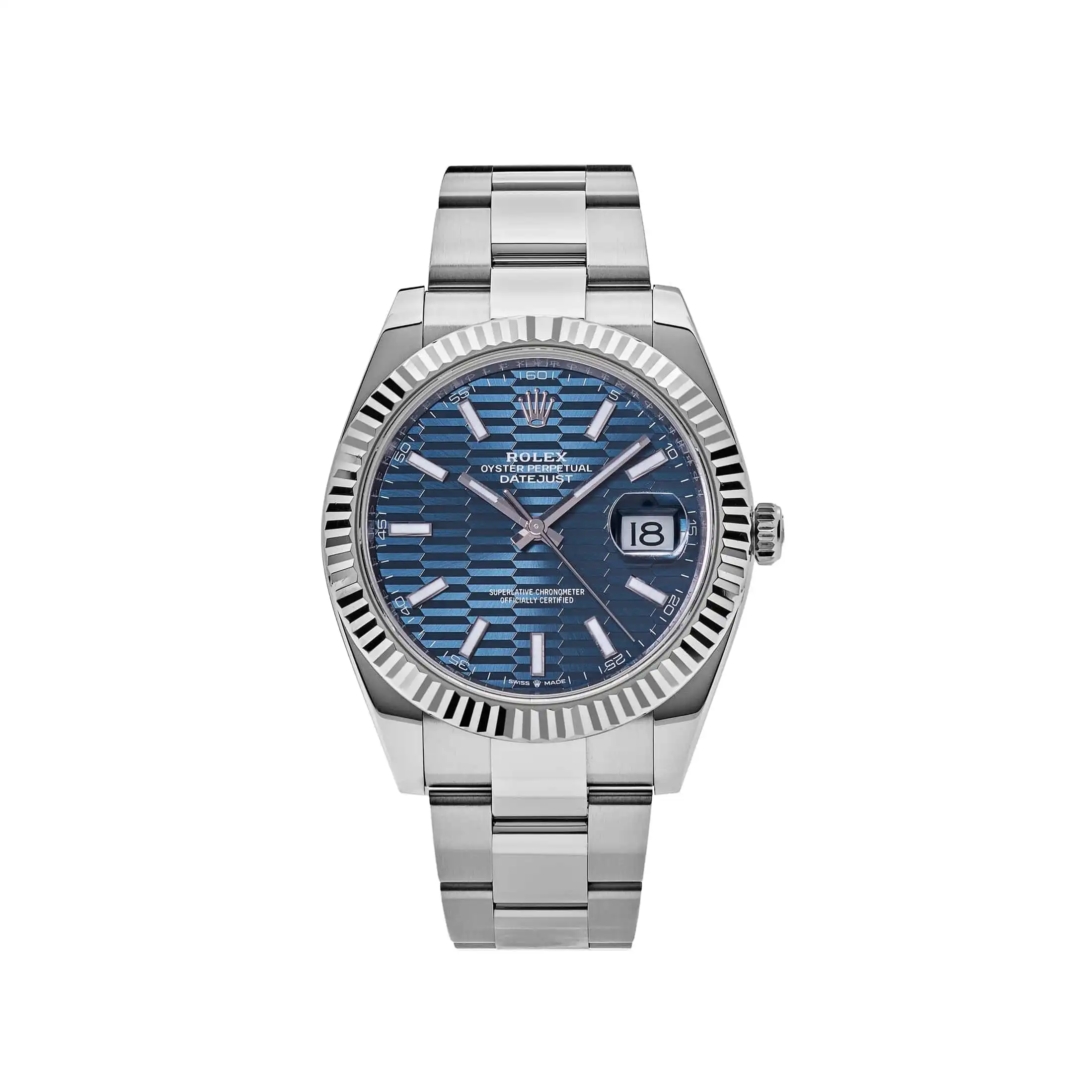 myy3pqa4o2q.webp Rolex Datejust Replica 126334 Stainless Steel Fluted Motif Blue Dial Oyster - Image 1