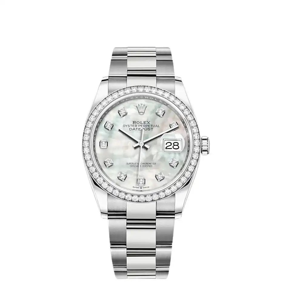 tvhuymzapuu.webp Rolex Datejust Replica 126284RBR Stainless Steel White Gold Mother of Pearl Di - Image 1