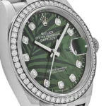 Rolex Datejust Replica 126284RBR Stainless Steel Green Palm Frond Diamond Dial - Image 5