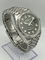 Rolex Datejust Replica 126234 White Gold Stainless Steel Palm Motif Diamond Dial Jubilee - Image 4