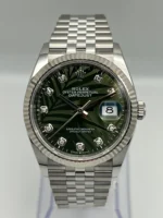 Rolex Datejust Replica 126234 White Gold Stainless Steel Palm Motif Diamond Dial Jubilee - Image 5