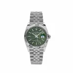 Rolex Datejust Replica 126234 White Gold Stainless Steel Olive Green Palm Moti