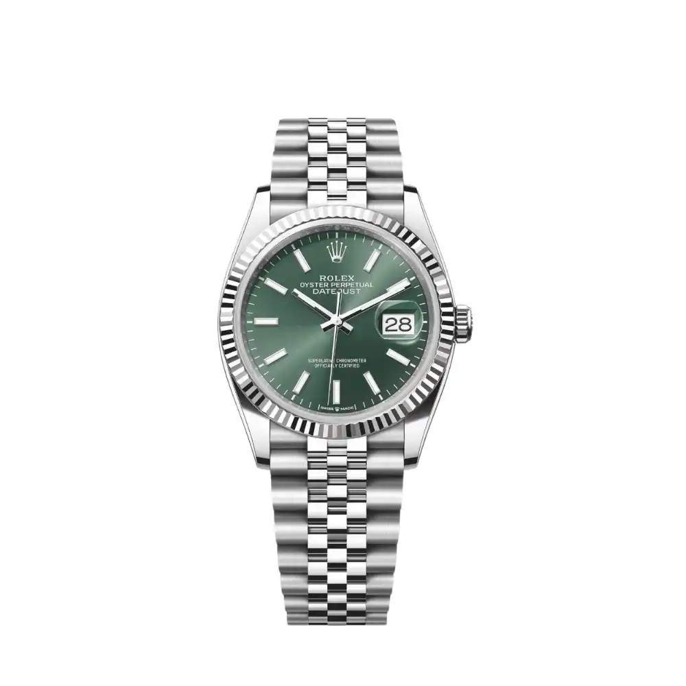 s3hlmowvh0l.webp Rolex Datejust Replica 126234 White Gold Stainless Steel Mint Green Dial Jubilee - Image 1