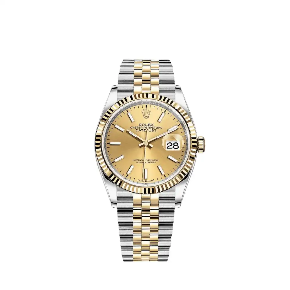 q0vjwgnaama.webp Rolex Datejust Replica 126233 Stainless Steel Yellow Gold Champagne Dial Jubil - Image 1