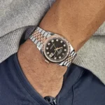 Rolex Datejust Replica 126231 Rose Gold Stainless Steel Black Diamond Dial - Image 3