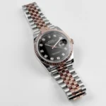 Rolex Datejust Replica 126231 Rose Gold Stainless Steel Black Diamond Dial - Image 4