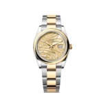 Rolex Datejust Replica 126203 Two-Toned Yellow Gold Stainless Steel Palm Motif Dial