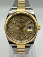 Rolex Datejust Replica 126203 Two-Toned Yellow Gold Stainless Steel Palm Motif Dial - Image 3