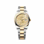 Rolex Datejust Replica 126203 Two-Toned Yellow Gold Stainless Steel Palm Motif Dial - Image 6