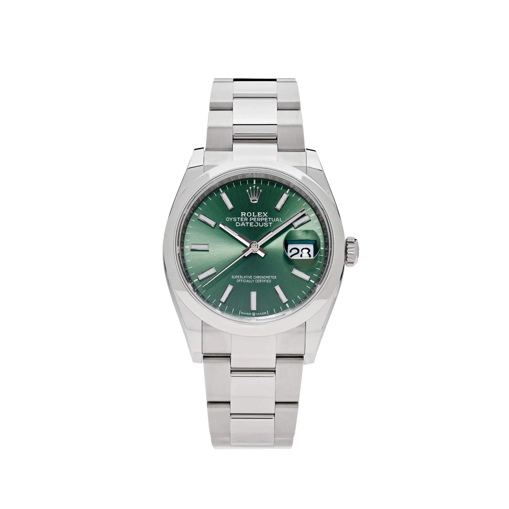 1omnlqltrek.webp Rolex Datejust Replica 126200 Stainless Steel Green Dial Oyster - Image 1
