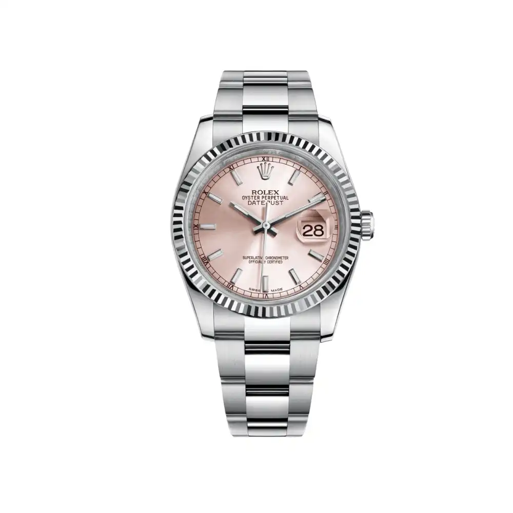 hhq4eiqm30e.webp Rolex Datejust Replica 116234 Stainless Steel Pink Dial Oyster - Image 1