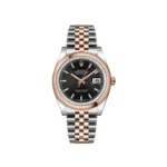 Rolex Datejust Replica 116201 Stainless Steel Rose Gold Black Dial