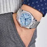 Replica Rolex Day-Date 228396TBR Platinum Ice Blue Arabic Dial Diamond Bezel - Image 2