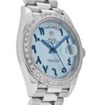 Replica Rolex Day-Date 228396TBR Platinum Ice Blue Arabic Dial Diamond Bezel - Image 4