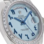 Replica Rolex Day-Date 228396TBR Platinum Ice Blue Arabic Dial Diamond Bezel - Image 5