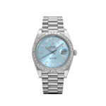 Replica Rolex Day-Date 228396TBR Platinum Diamond Bezel Ice Blue Diamond Dial