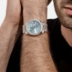 Replica Rolex Day-Date 228396TBR Platinum Diamond Bezel Ice Blue Diamond Dial - Image 2