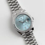 Replica Rolex Day-Date 228396TBR Platinum Diamond Bezel Ice Blue Diamond Dial - Image 3