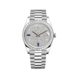 Replica Rolex Day-Date 228396TBR Platinum Diamond Bezel Diamond-Paved Sapphire Dial