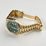 Replica Rolex Day-Date 228348RBR Yellow Gold Green Roman Numeral Dial Diamond Bezel - Image 3