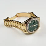 Replica Rolex Day-Date 228348RBR Yellow Gold Green Roman Numeral Dial Diamond Bezel - Image 4