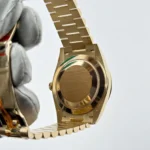 Replica Rolex Day-Date 228348RBR Yellow Gold Green Roman Numeral Dial Diamond Bezel - Image 7