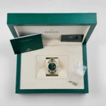 Replica Rolex Day-Date 228348RBR Yellow Gold Green Roman Numeral Dial Diamond Bezel - Image 11