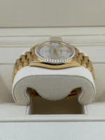 Replica Rolex Day-Date 228348RBR Yellow Gold Diamond Bezel Silver Dial - Image 3