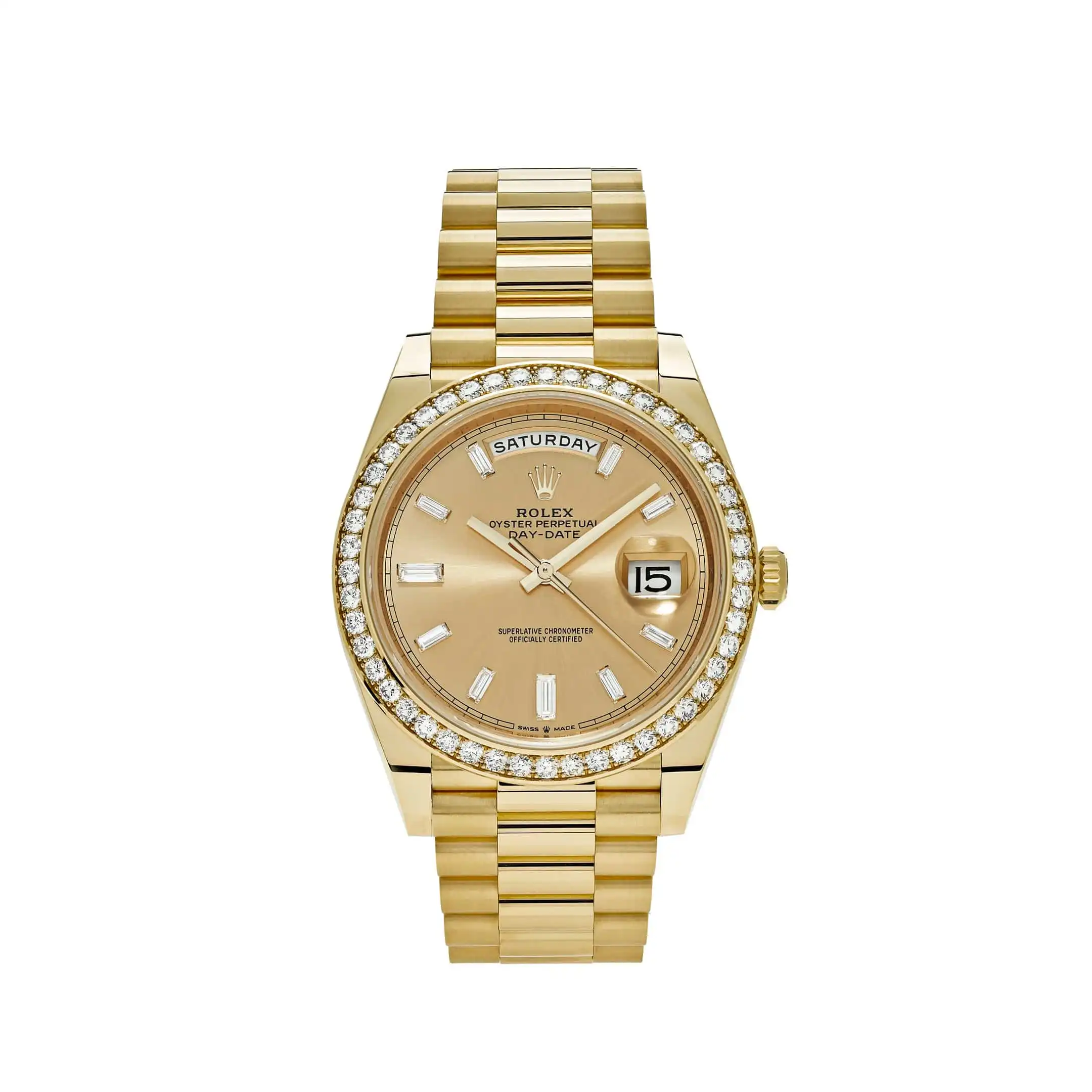 w2eh3zb0d0r.webp Replica Rolex Day-Date 228348RBR Yellow Gold Diamond Bezel Champagne Diamond Dial - Image 1