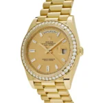 Replica Rolex Day-Date 228348RBR Yellow Gold Diamond Bezel Champagne Diamond Dial - Image 2