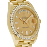 Replica Rolex Day-Date 228348RBR Yellow Gold Diamond Bezel Champagne Diamond Dial - Image 3