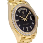 Replica Rolex Day-Date 228348RBR Yellow Gold Diamond Bezel Black Onyx Dial - Image 4