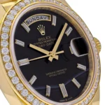 Replica Rolex Day-Date 228348RBR Yellow Gold Diamond Bezel Black Onyx Dial - Image 5