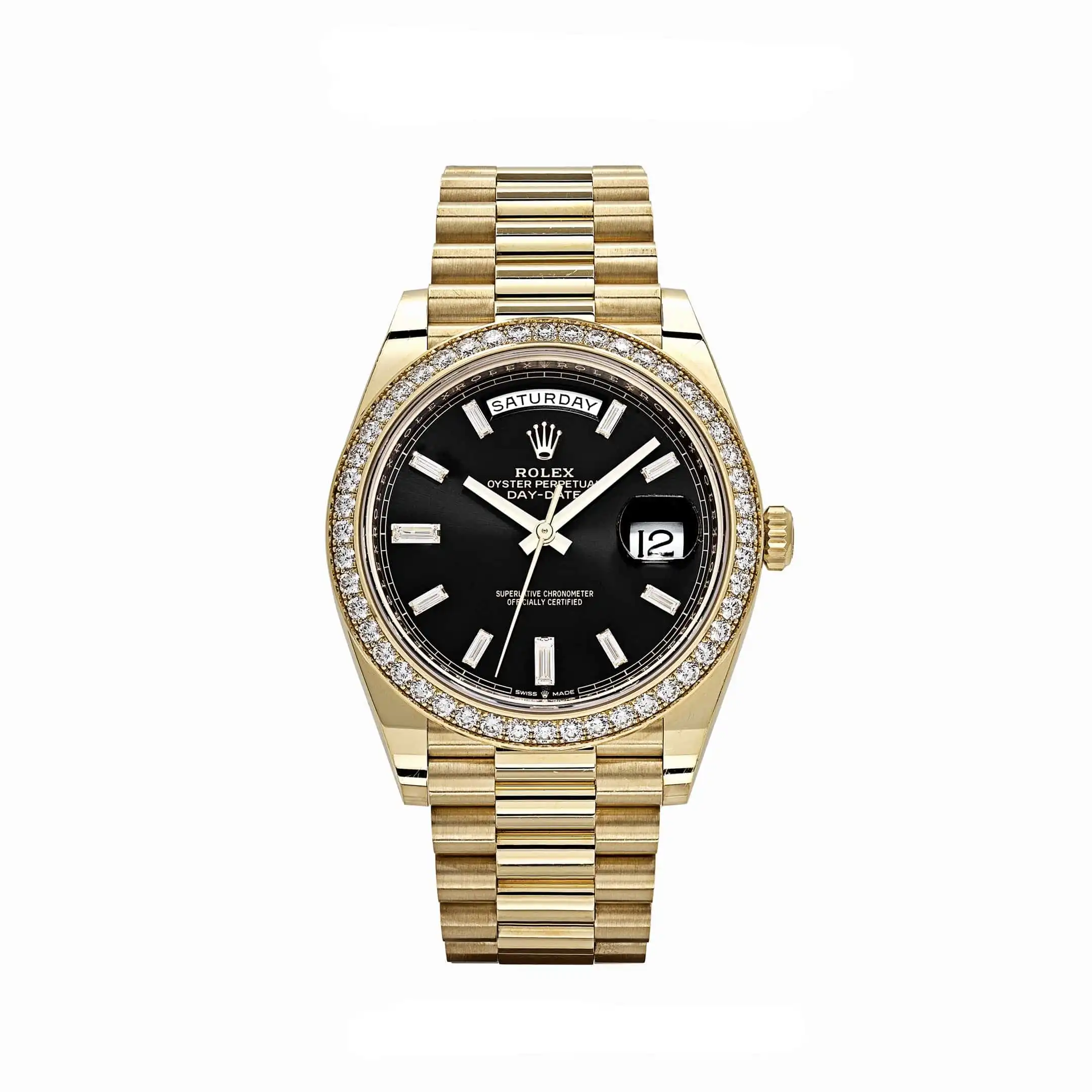 ugpq3svohpf.webp Replica Rolex Day-Date 228348RBR Yellow Gold Black Diamond Dial Diamond Bezel - Image 1
