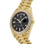 Replica Rolex Day-Date 228348RBR Yellow Gold Black Diamond Dial Diamond Bezel - Image 4